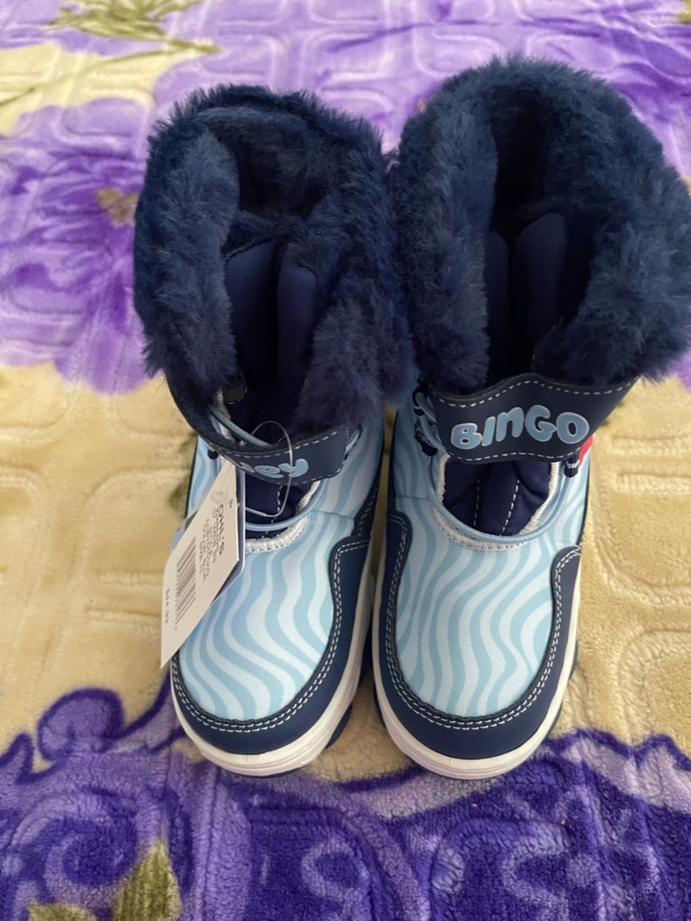 Disney Bingo Kids Blue and Navy Fleece-Lined Winter Boots